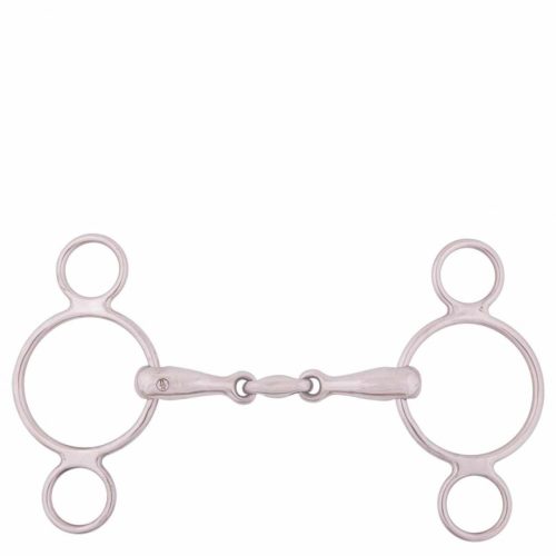 BR kétszertört háromkarikás Pessoa Gag zabla 18 mm, 11.5 cm