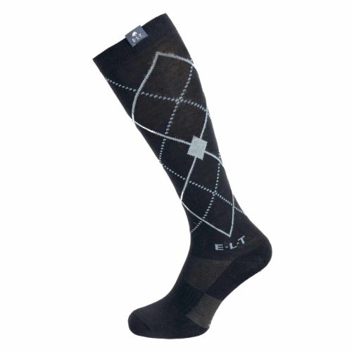 Lovaglózokni Argyle, fekete/stone blue, L