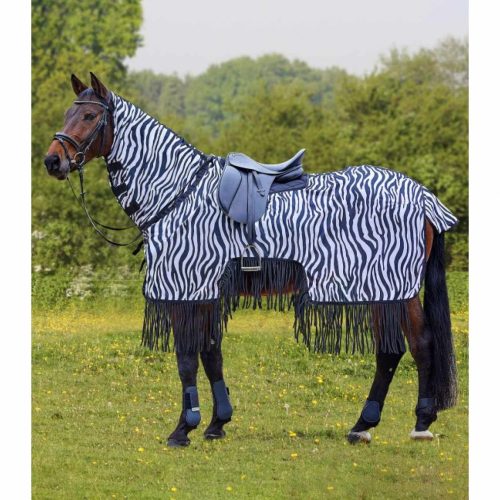 Waldhausen, Zebra légytakaró munkatakaró rojttal, fekete/fehér, 125 cm